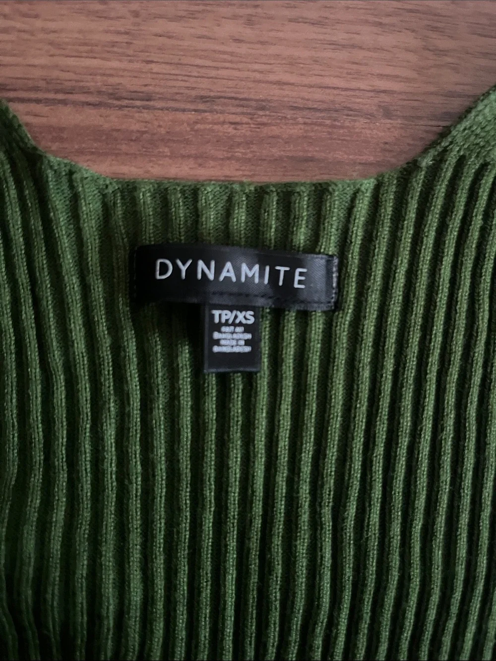 Dynamite Green Ribbed Wrap Crop Tank - Picture 3 of 4